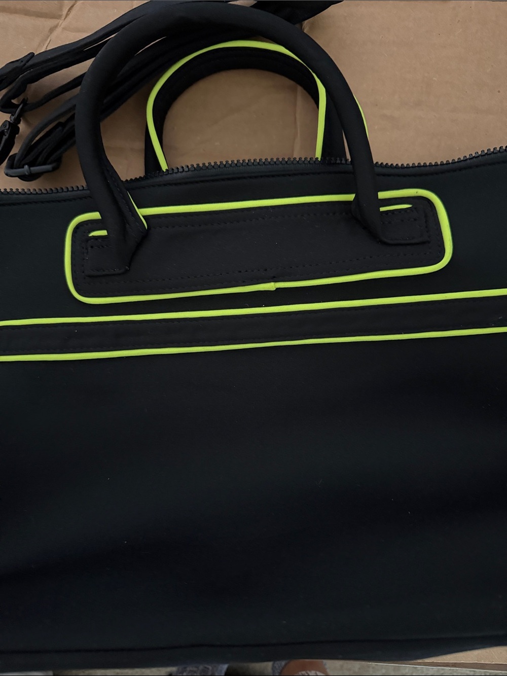 BCBGeneration Black Laptop Bag with Neon Yellow Trim